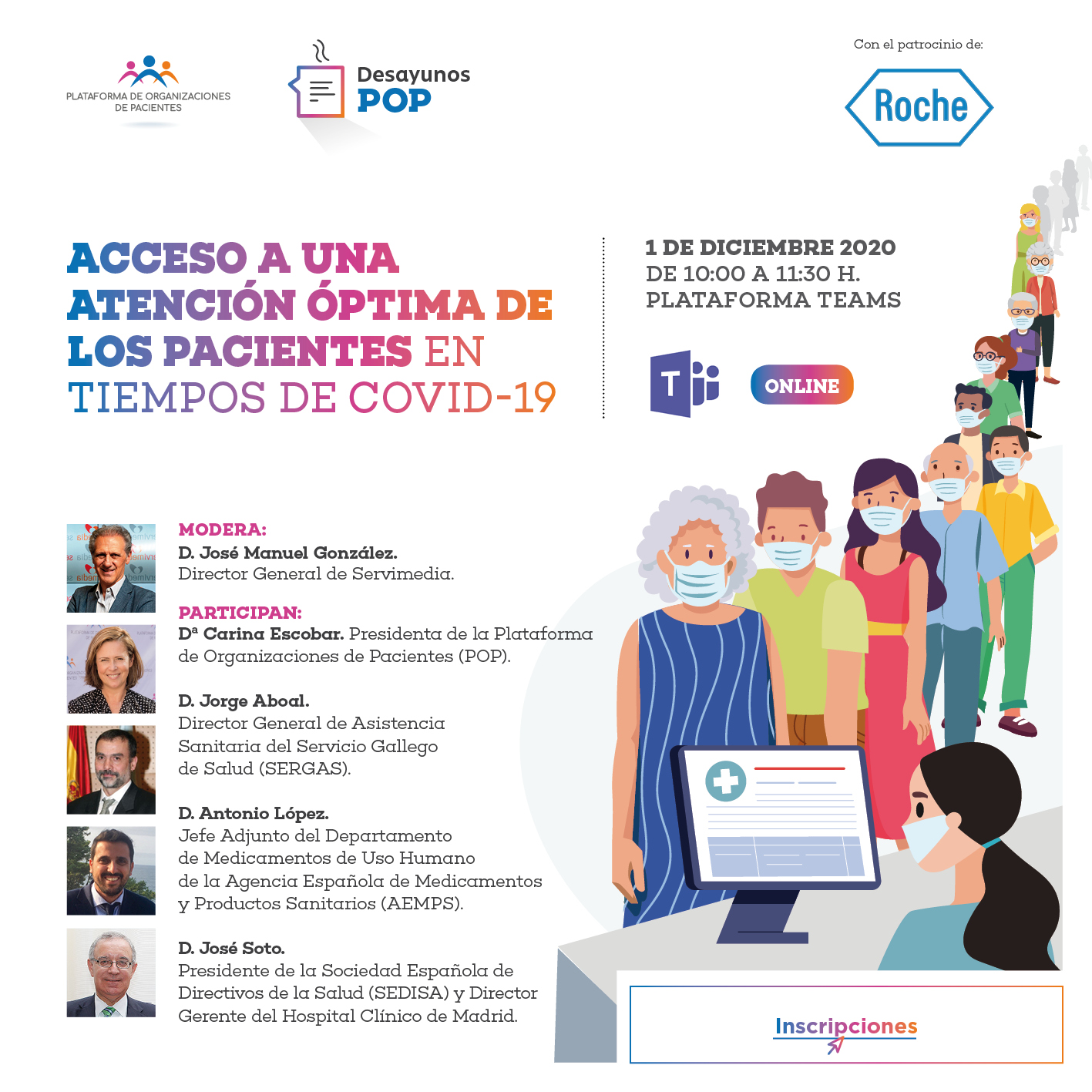 El acceso a una atención óptima de los pacientes en tiempos de COVID-19, tema protagonista de la próxima edición de los #DesayunosPOP